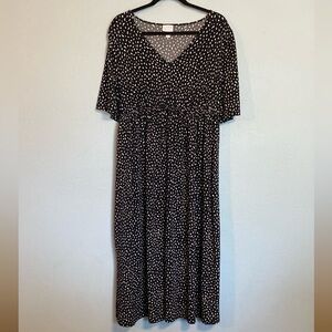 Isabel Maternity Womens Size L (Mat) V-Neck Short Sleeve Dress Waist Tie Black